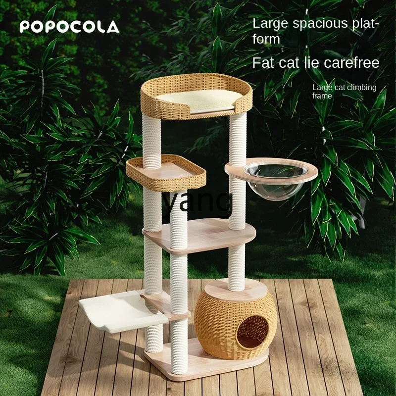 L'm Full Solid Wood Cat Climbing Frame Cat Tree Integrated Large Cat Frame High Sisal Rattan