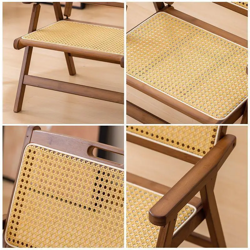 #Courtyard Leisure Chair, Elderly  Chair, Ins Style Solid Wood Rattan  Home Living Room Leisure Lounge Chair