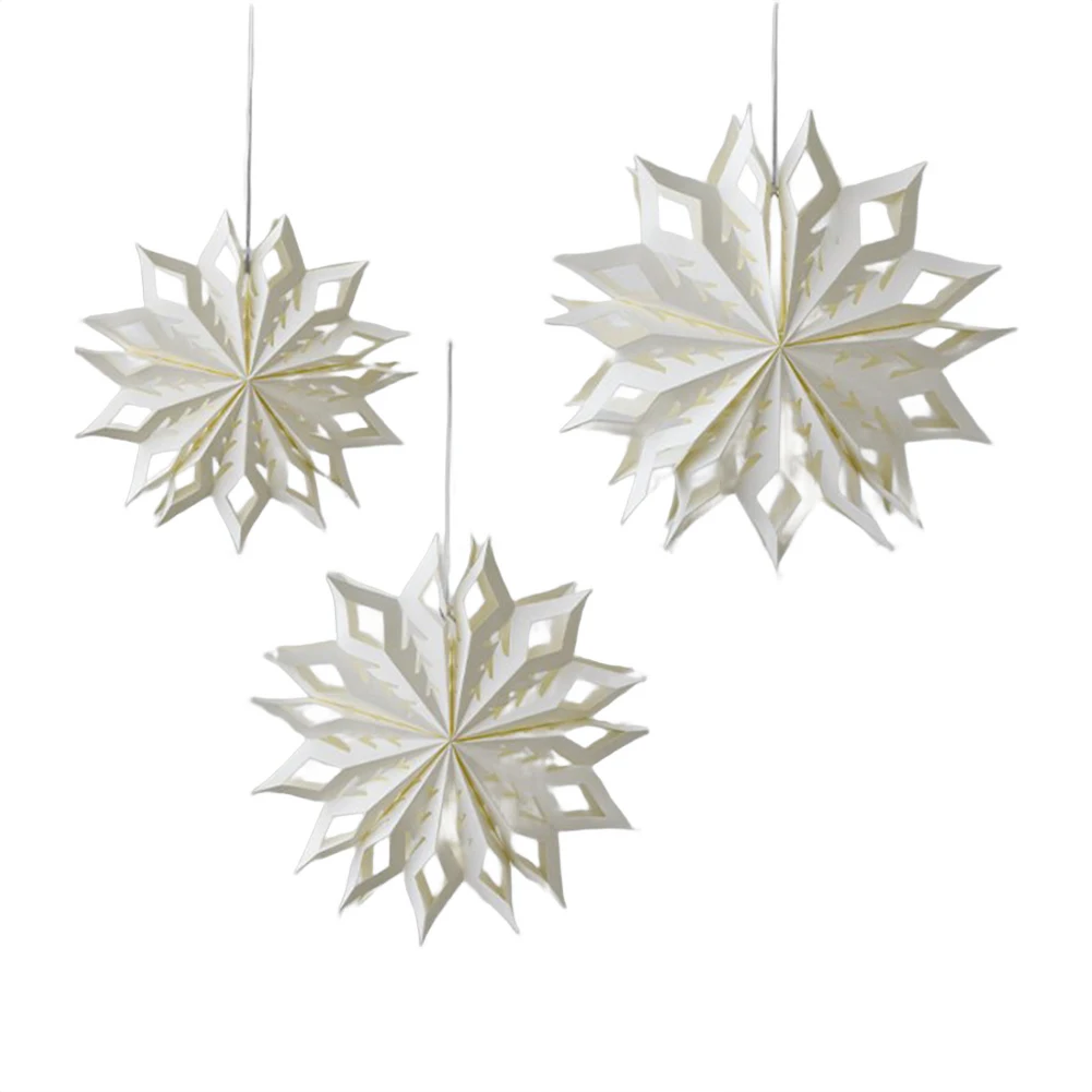

Набор из 3-х бумажных украшений в виде снежинок, связанных с 15 и 8-точечным дизайном для праздничной домашней вечеринки или украшения для окон