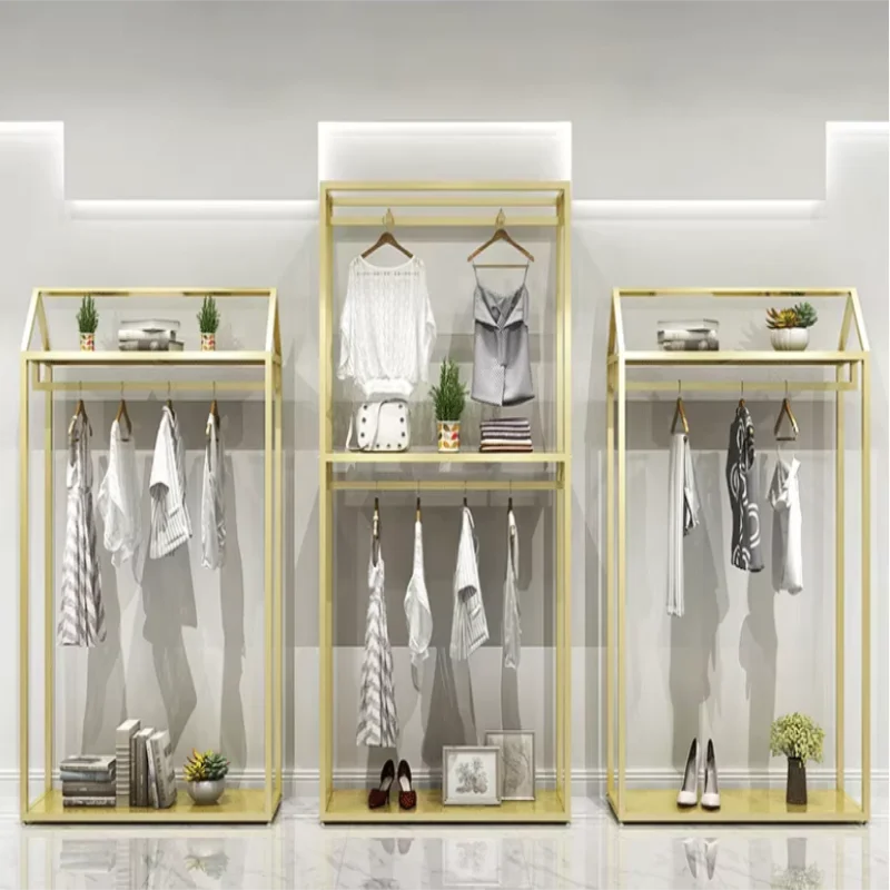 

HangerClothing Store Display Rack Floor Hanger Men's And Women's Clothing Store Shelves Wrought Iron Hanging Display Rack Side H