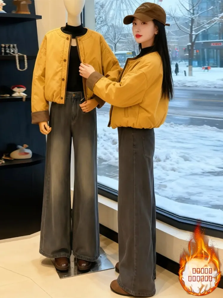 

Модная короткая хлопковая куртка для женщин с капюшоном, стеганая, в стиле колор-блок, повседневная верхняя одежда в корейском стиле, свободного кроя, с длинными рукавами