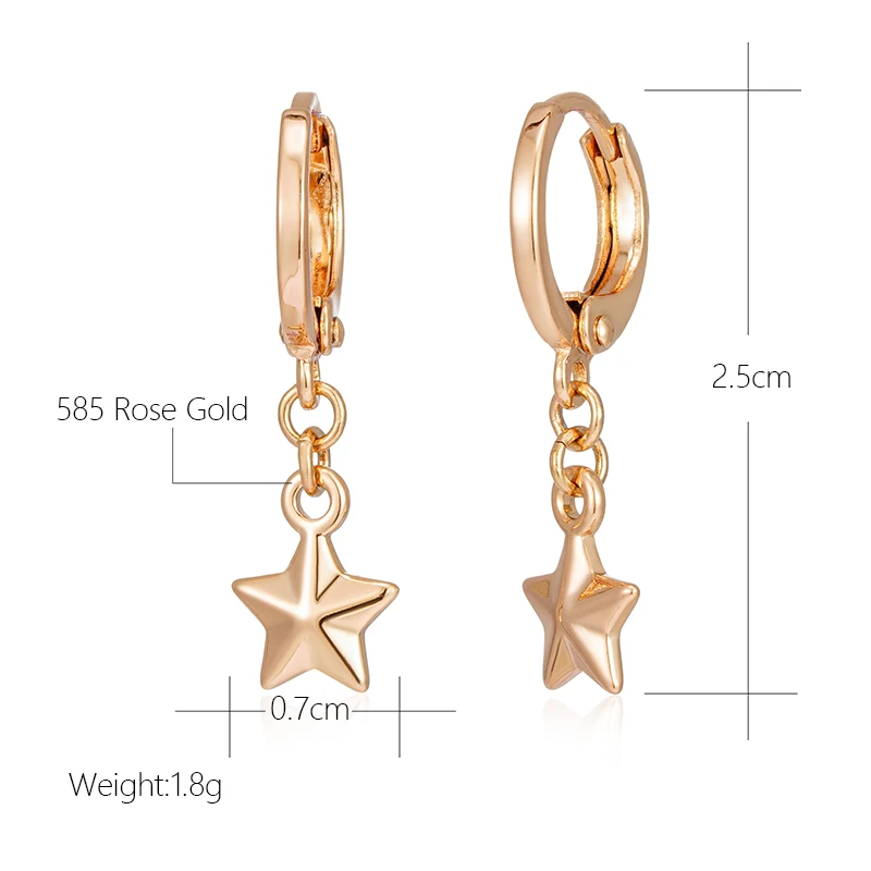 SYOUJYO Cute Five-pointed Star Dangle Earrings For Women 585 Gold Color Trendy Jewelry Gift