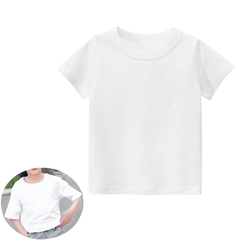 Summer Thin Kids Plain T Shirt Tops Child Boys Girls Short Sleeve Solid Color Cotton Clothes White Black Children Tees 1-8 Years