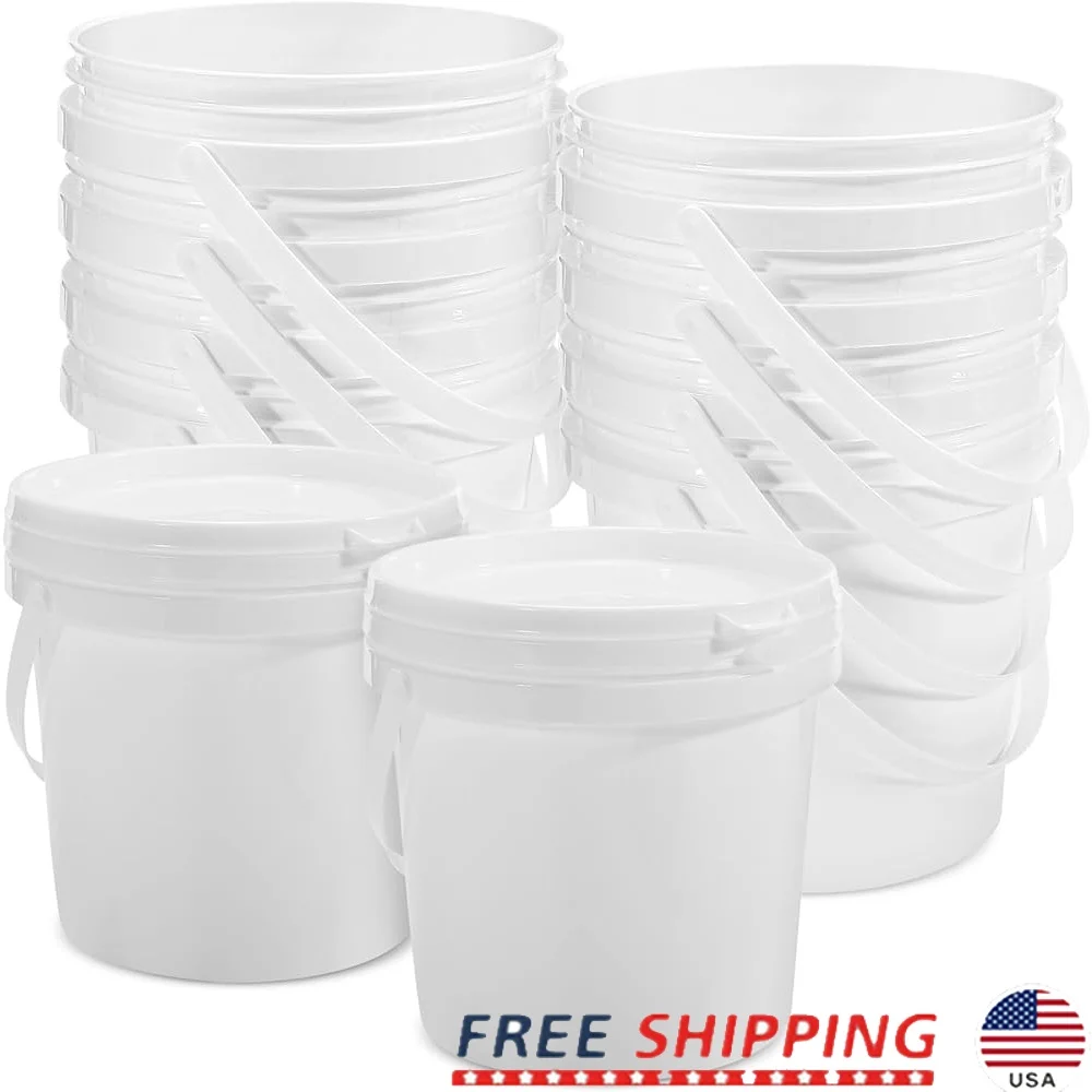 

10 Pack Portable Plastic Buckets with Lids Handles Storage Organizing Food Paint Camping Buckets Stackable Leakproof Containers
