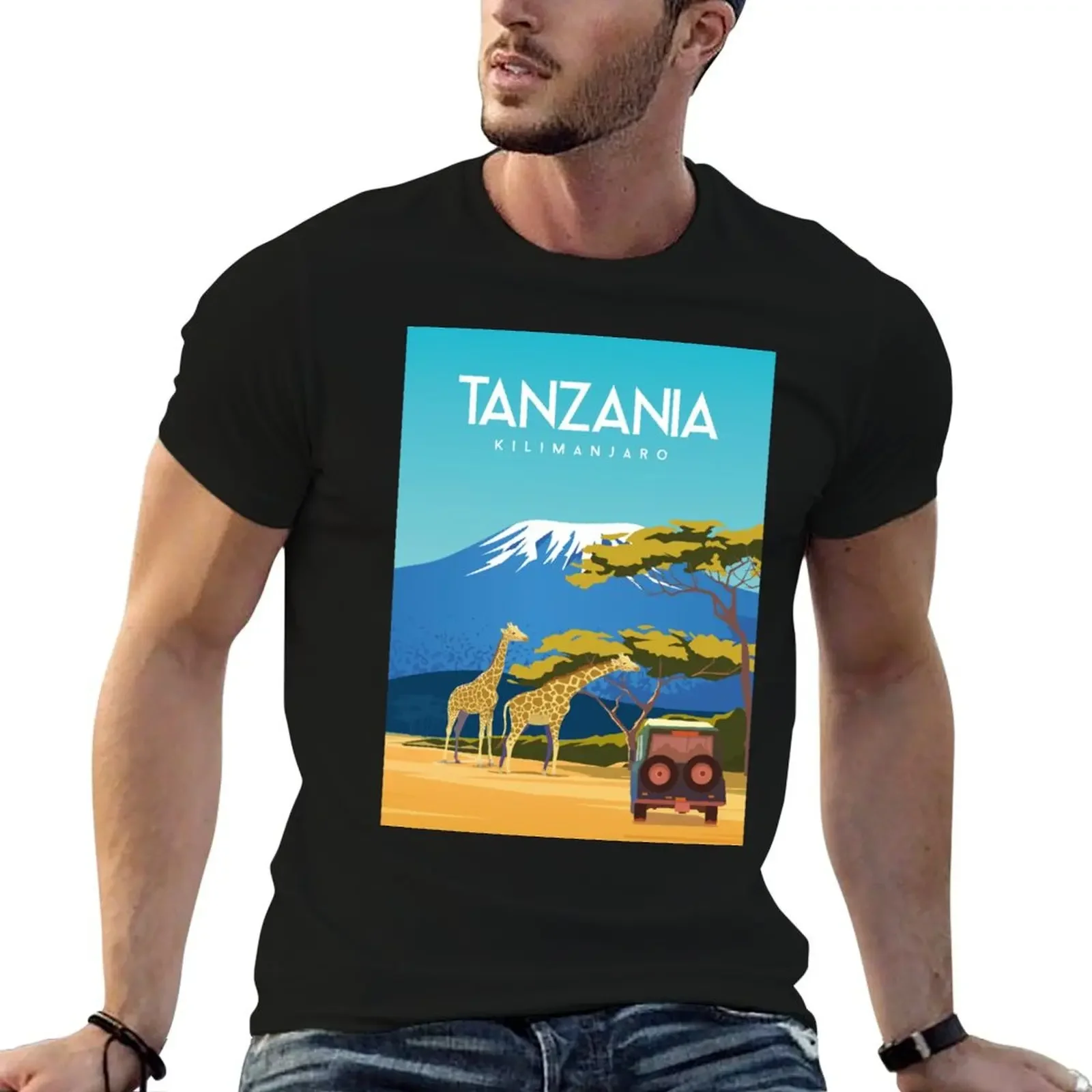 Tanzania Africa travel poster T-Shirt custom t shirt blanks anime clothes men graphic t shirts