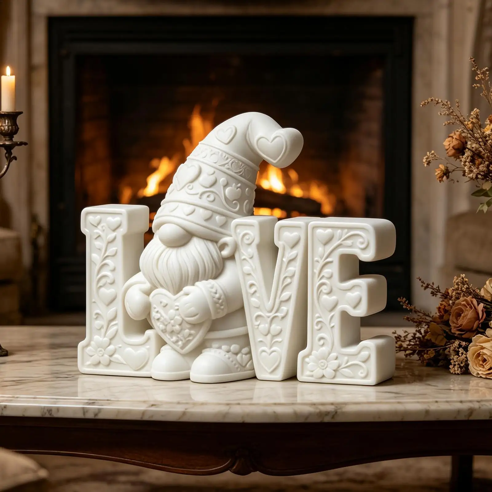 Romantic 3D Printed Gnome Figurine Cute Love Theme Dwarf Tabletop Sculpture Decorative Statue Ornament Day Party Favor for Home