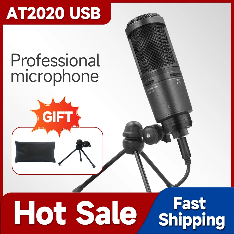 100% Original TVOTT AT2020USB+ Condenser Microphone Set Professional Recording USB Microphone Live Singing Mobile MIC