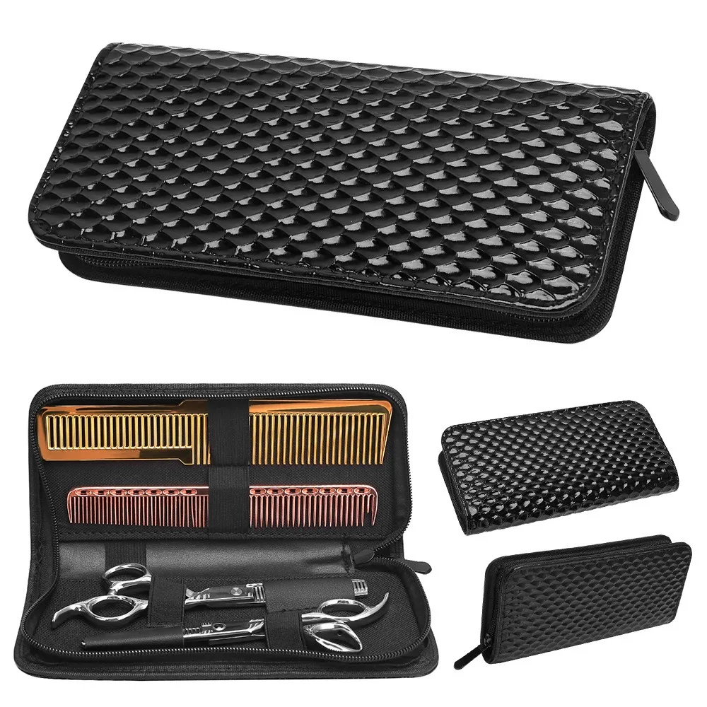 Tas Gunting Potong Rambut Profesional Paket Penyimpanan Jepit Rambut Pemotong Kulit PU Universal Kotak Gunting Hewan Peliharaan Tahan Air Penata Rambut