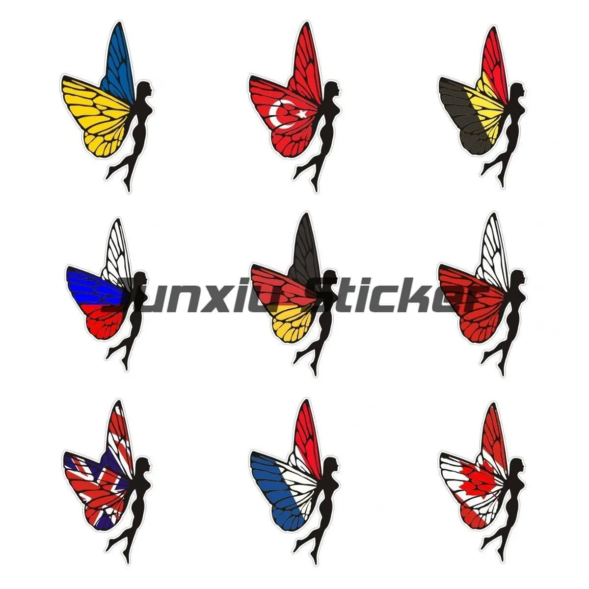 

Ukraine Flag Israel Spain Russia Germany France Czech Car Stickers Reflective Membrane PVC Vinyl Waterproof Decal