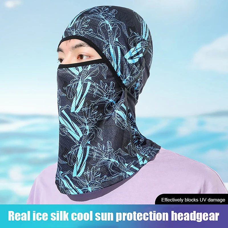 Summer Cool Balaclava Ice Silk Cycling Full Face Cap Sun Anti-UV Protection Sports Face Cover Headwear Bike Motorcycle Men's Hat