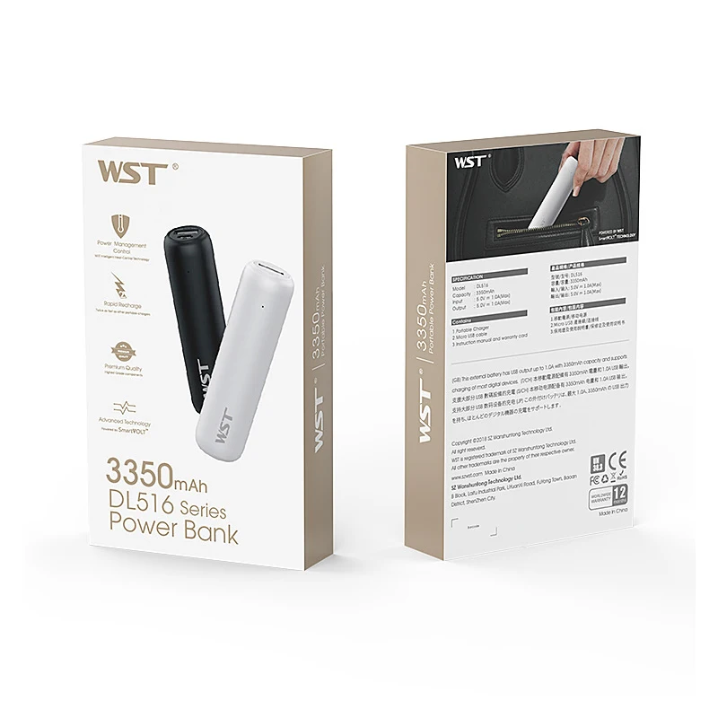 Mini Power Bank 3350mAh Mobile Phone Portable Charger Powerbank for iPhone 15 Samsung Huawei Xiaomi External Spare Battery Pack