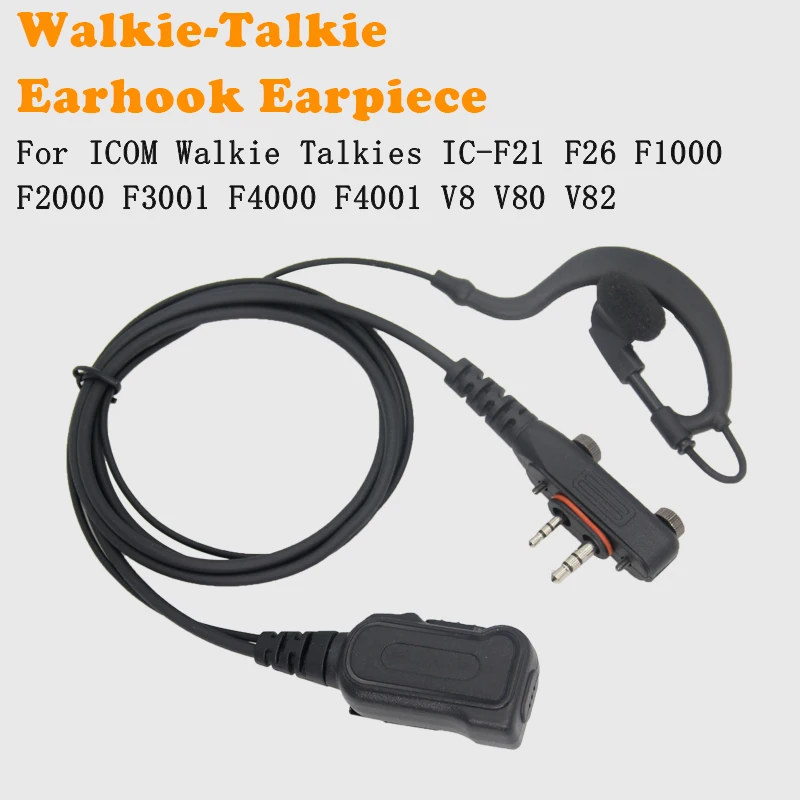 Walkie Talkie Earpiece Mic PTT 2pins with screws for Icom IC-F16 F21 F26 F1000 F4000 F4001 two-way Radio Headphone Headset