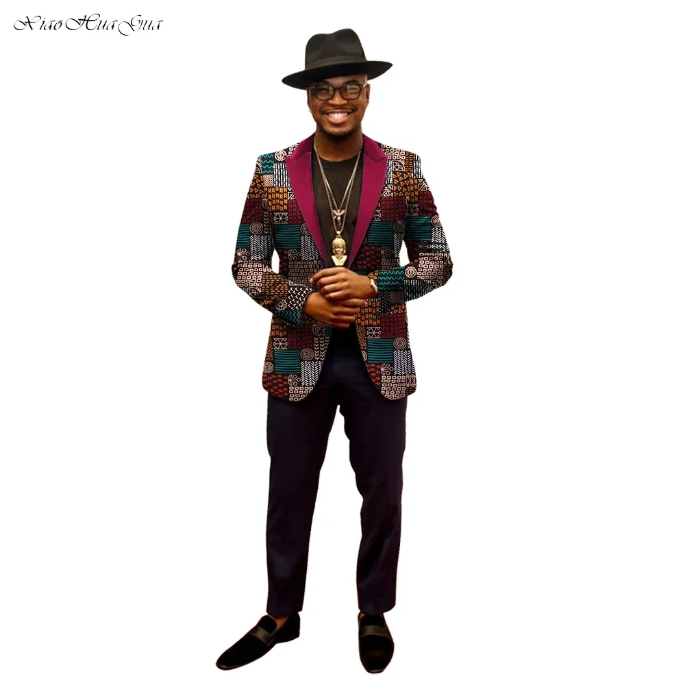 African Jacket For Men Long Sleeve Top Mens African Clothing Dashiki African Print Blazer Men Outfits Suits WYN202