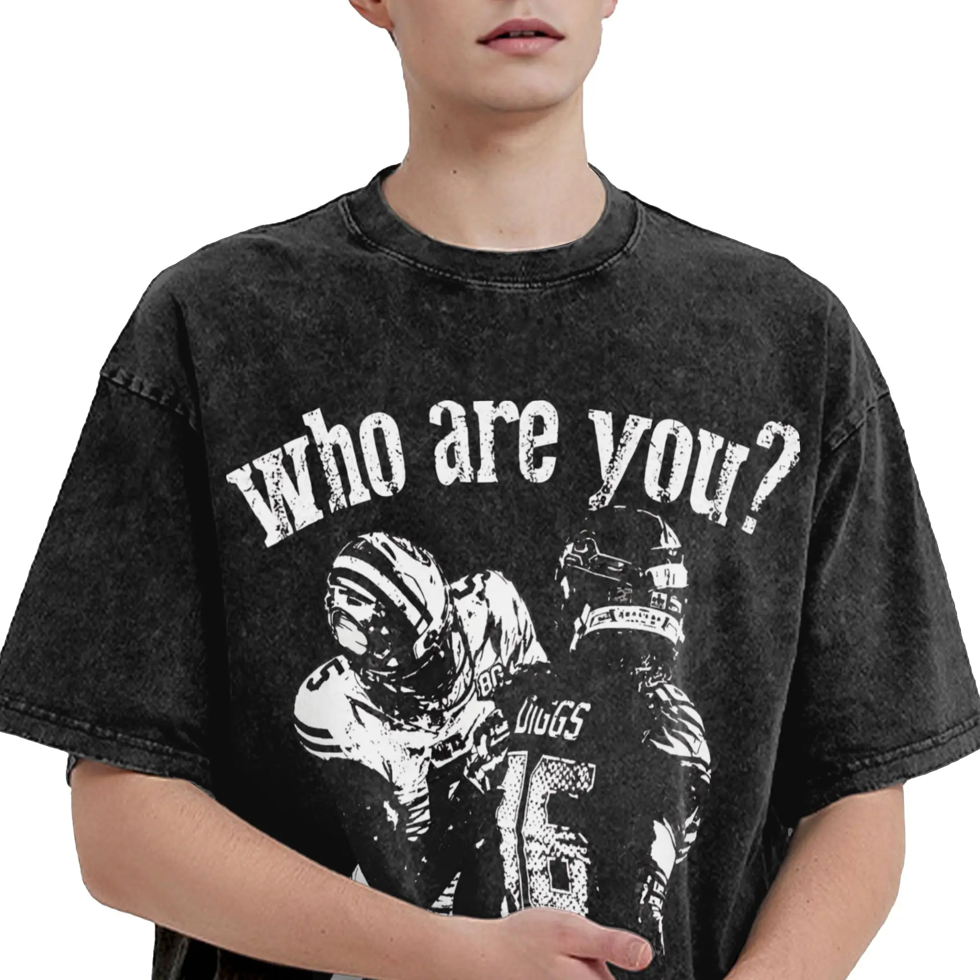 Who Are You Mike Evans Football Rivalry Washed T Shirts Streetwear Hip Hop Vintage T-Shirt  Tees Tops Men Women Short Sleeve