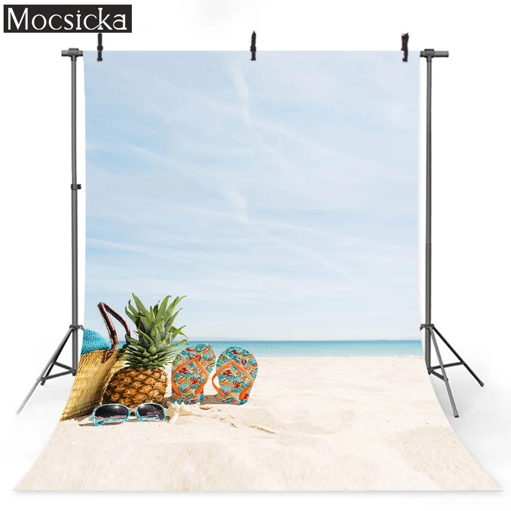 

MOCSICKA Beach Theme Photography Backgrounds Sea Pineapple Light Blue Children Adults Shooting props Photo Booth Backdrop