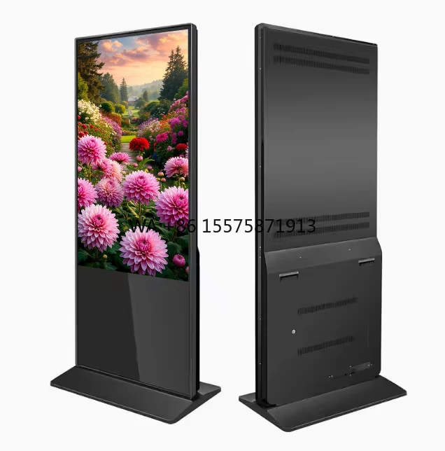 Movable Indoor/Outdoor Digital Signage Portable Touch Display Board with Wheels for Charging for Retail Store Advertising