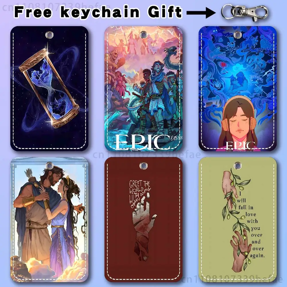 

E-Epic The Musical Pattern 1Pc PU Leather Card Holder Keychain Key Ring Door Lock Access Tags ID Card Case Keychain Card