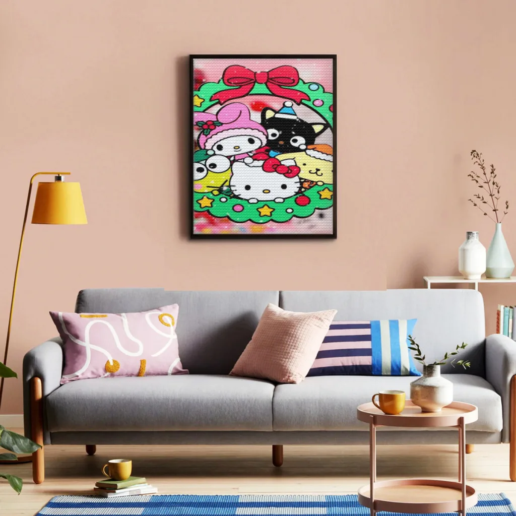 Cute Anime Sanrio Hello Kitty Kawaii Diamond Painting   Full Diamond Mosaic Embroidery Home Decor New