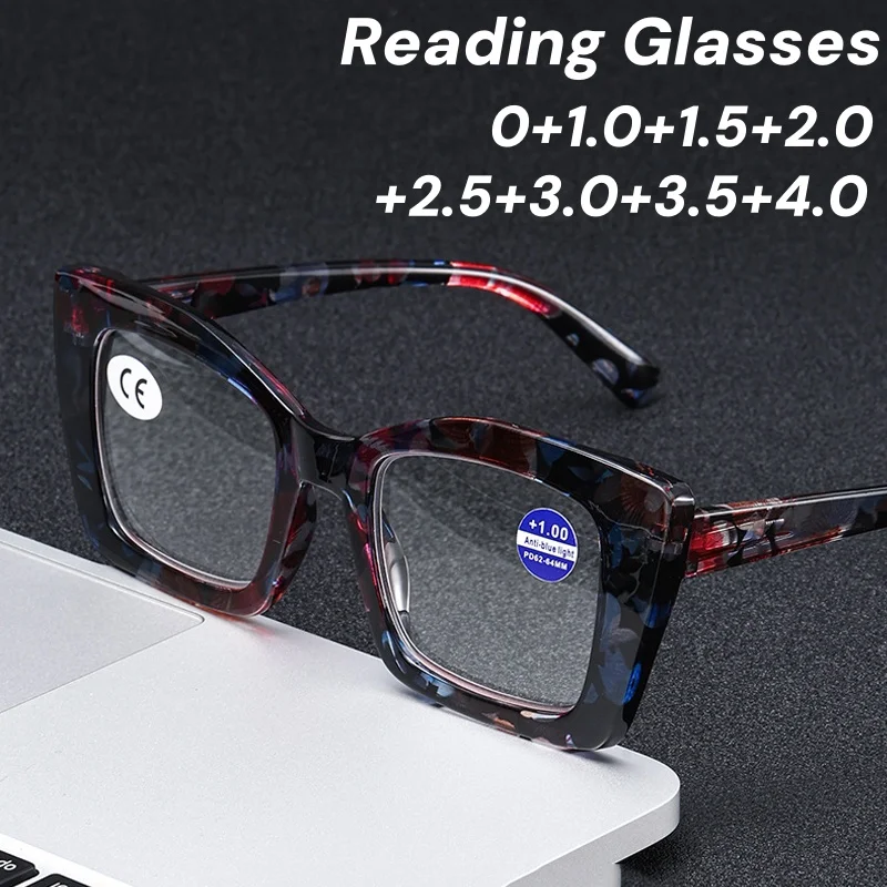 

New Style Oversize Reading Glasses for Women Unisex Trendy Ani-blue Light Compupter Glasses Men Large Frame Far Sight Hyperopia