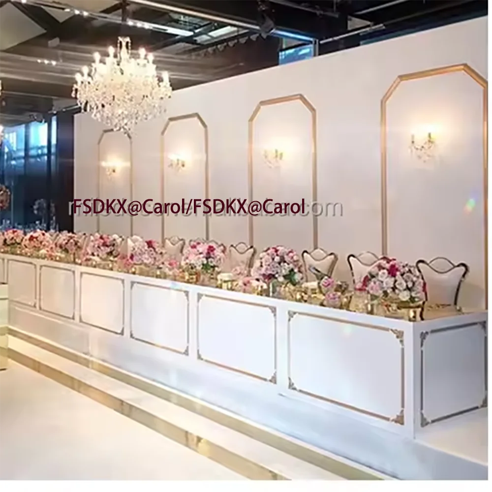 Rectangle gold Acrylic PVC wedding table decoration cake table activity party reception wedding table