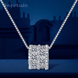Sweetrain 여성용 모이사나이트 목걸이, 925 스털링 실버 목걸이, 1.6CT 다이아몬드, 18K 도금 펜던트, 품격 있는 보석 선물