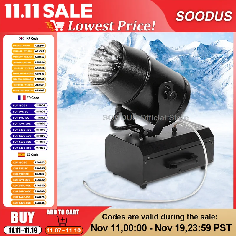 

Artificial Snow Machine 1800W Snow Generator Professions Moving Head Snow Maker Remote Controller Outdoor Party Event Stage Show
