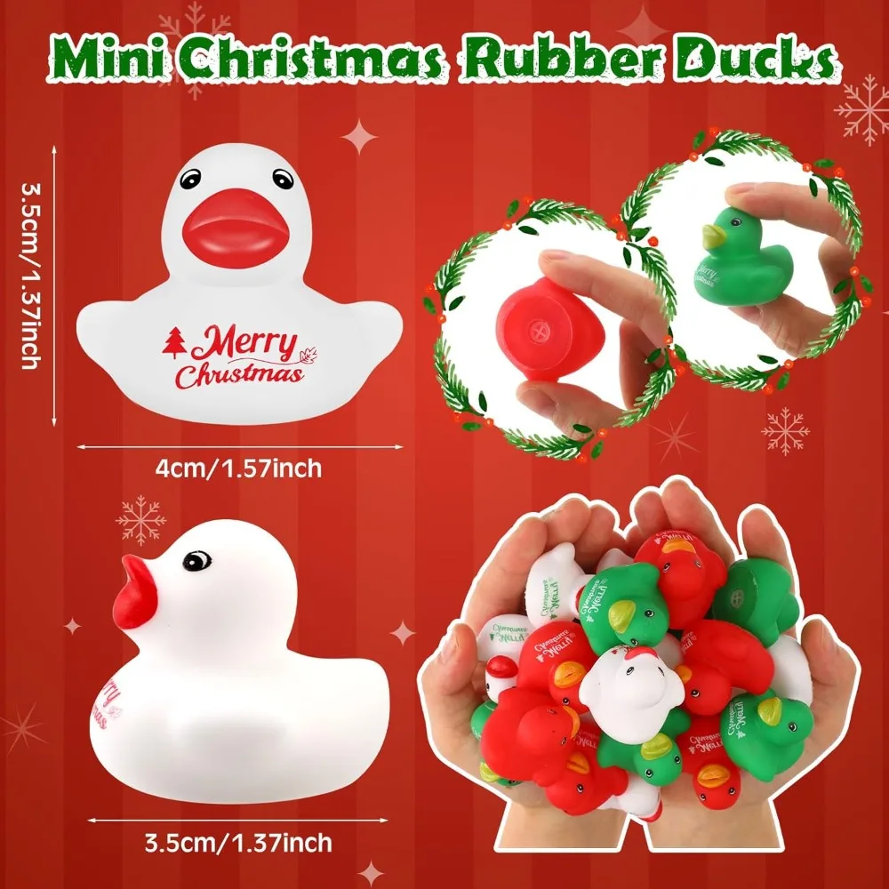 Junkin Mini Christmas Rubber Ducks 1.57 Inch Small Rubber Ducks