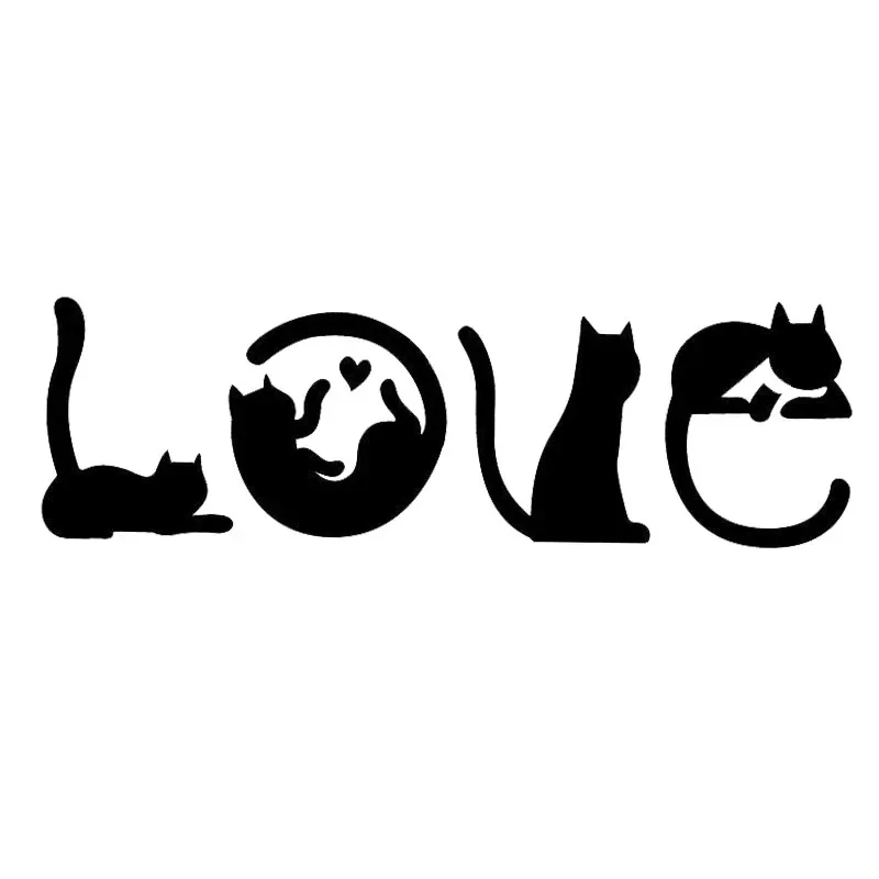 Cats Spell LOVE Fashion Creative Cartoon Car Sticker Windshield Decorative Accessories 15.2*4.8CM