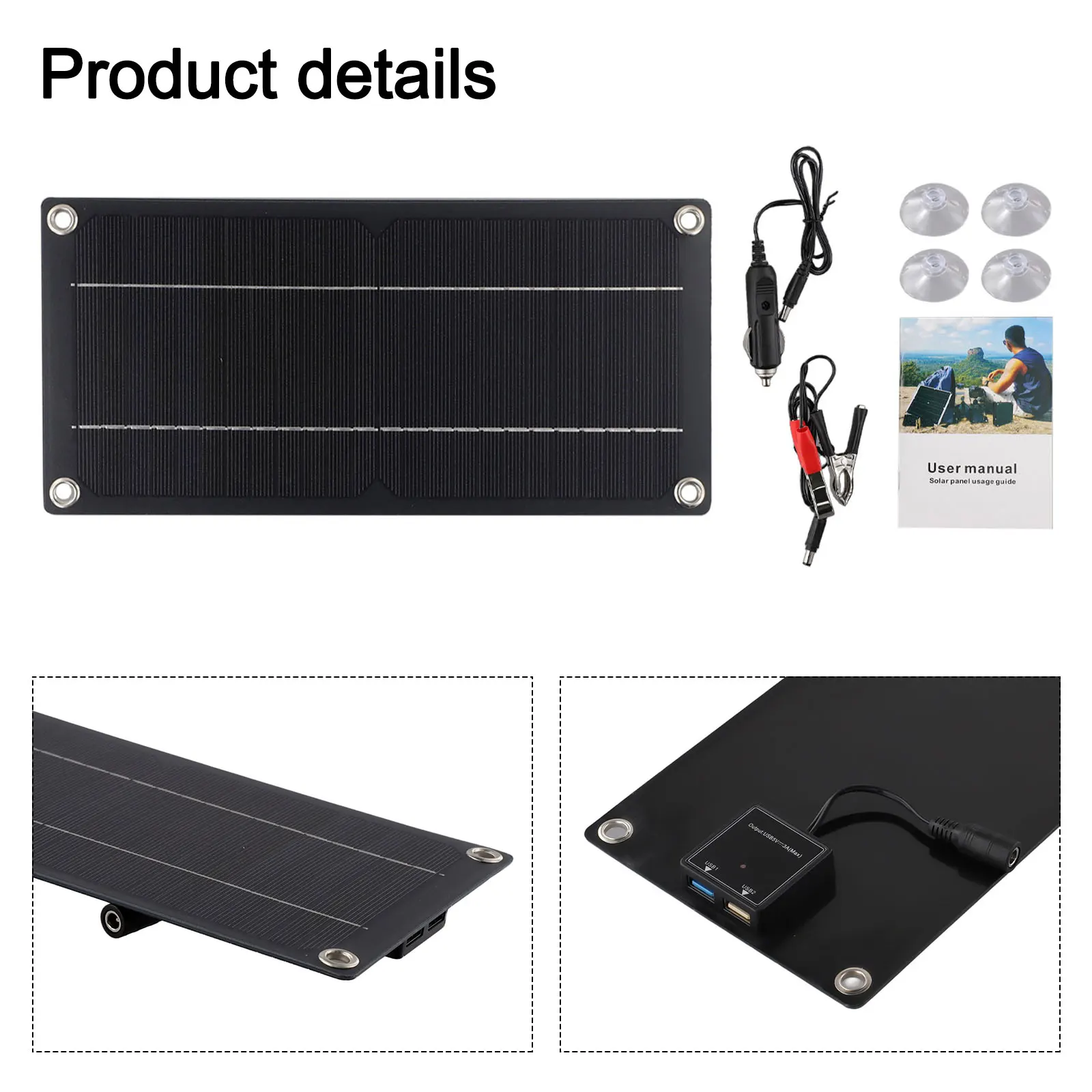 60W Solar Panel Kit 12V Trickle Battery Charger 300*145*2.5mm Solar Panel Car Charger 12V18V Mobile Energy Storage Solar Panels