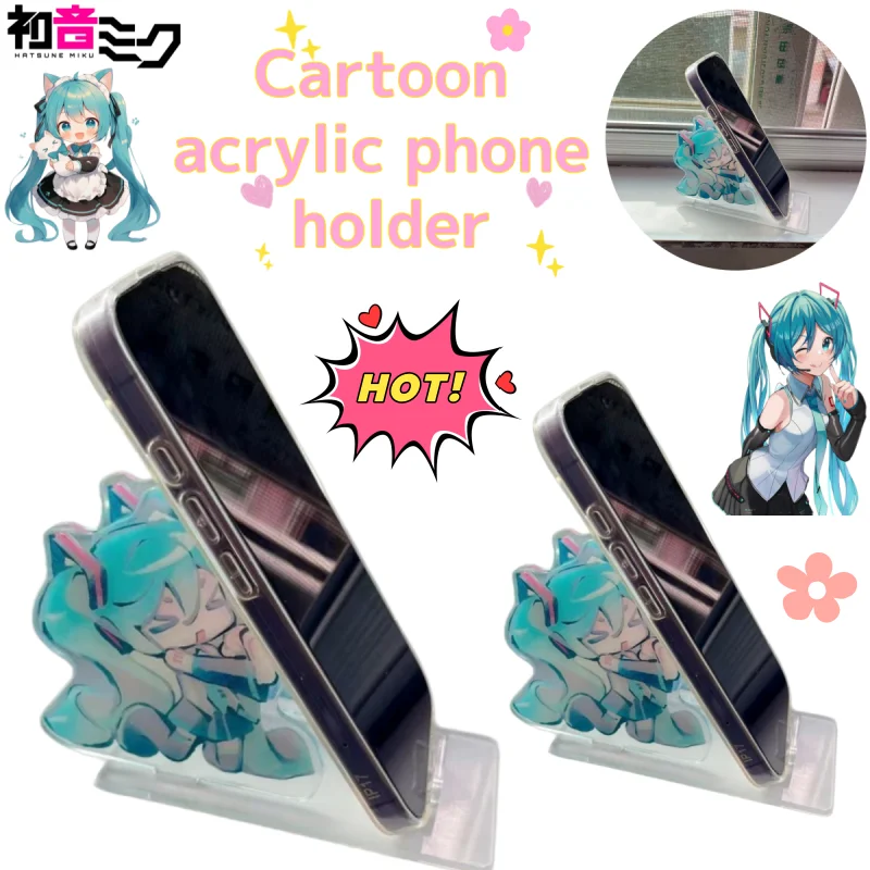 Suporte de Telefone Acrílico Hatsune Miku Fofo, Ornamento Criativo DIY para Mesa, Suporte de Celular com Figura de Desenho Animado, Presente de Aniversário para Namorada