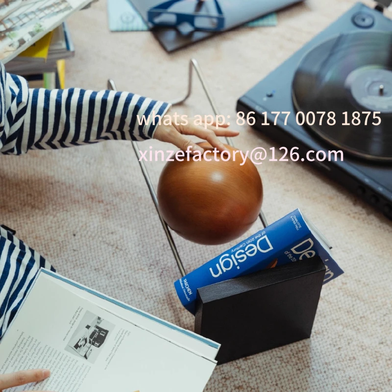 Customizable Magazine Rack Wood Ball Record Holder Stainless Steel Sphere Bookend Modern Book Organizer