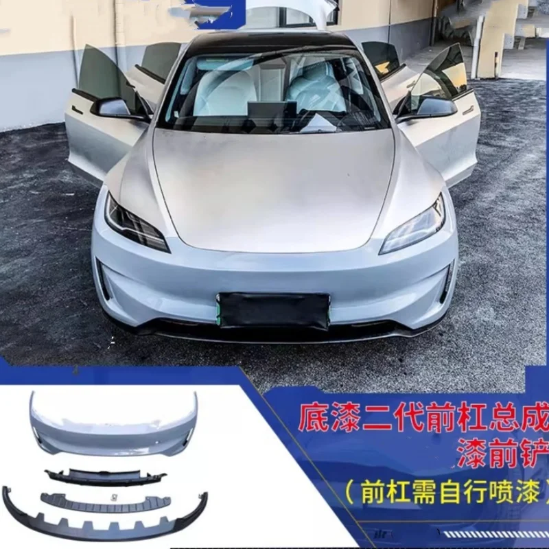 

Неокрашенный передний бампер, лопата для губ в сборе для модели Tesla Refreshed 3 2023-2025, модифицированные новые автомобильные аксессуары объемного звучания