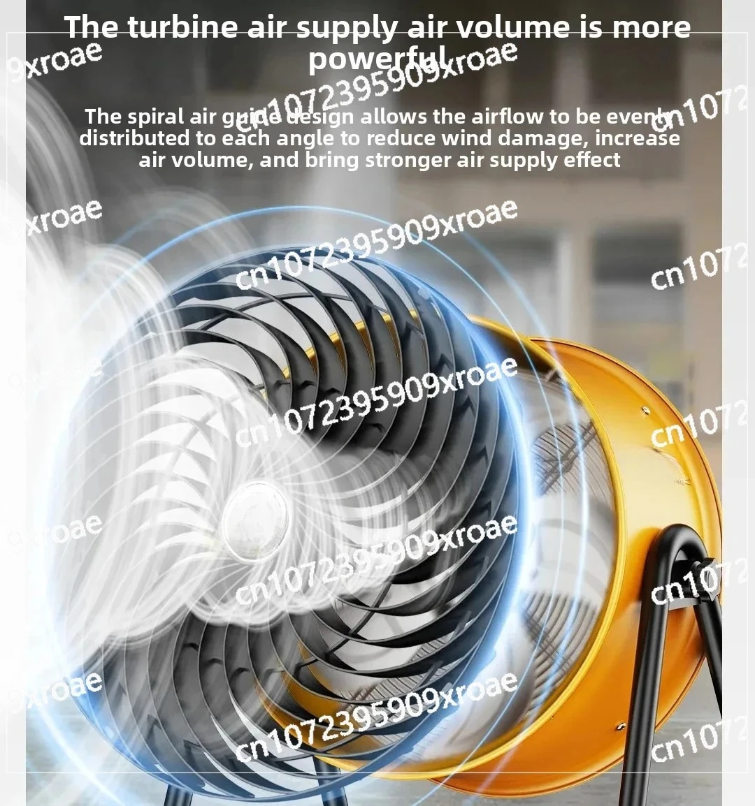 Heavy Duty Floor Fan with 5 Blades,220V High Power Shop Fan, Metal Electric Fans 24 Inch Industrial Floor Drum Fan