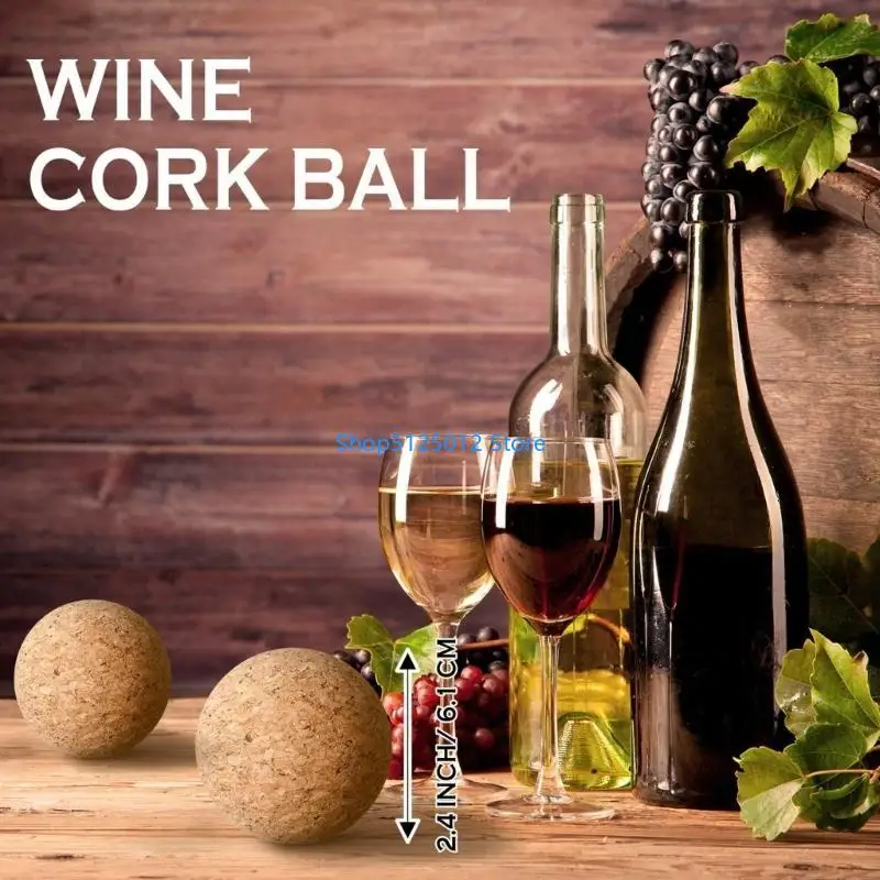 G8TC Set of 2 2.4 Inch Cork Ball Stoppers Decorative Stoppers for Wine Bottles