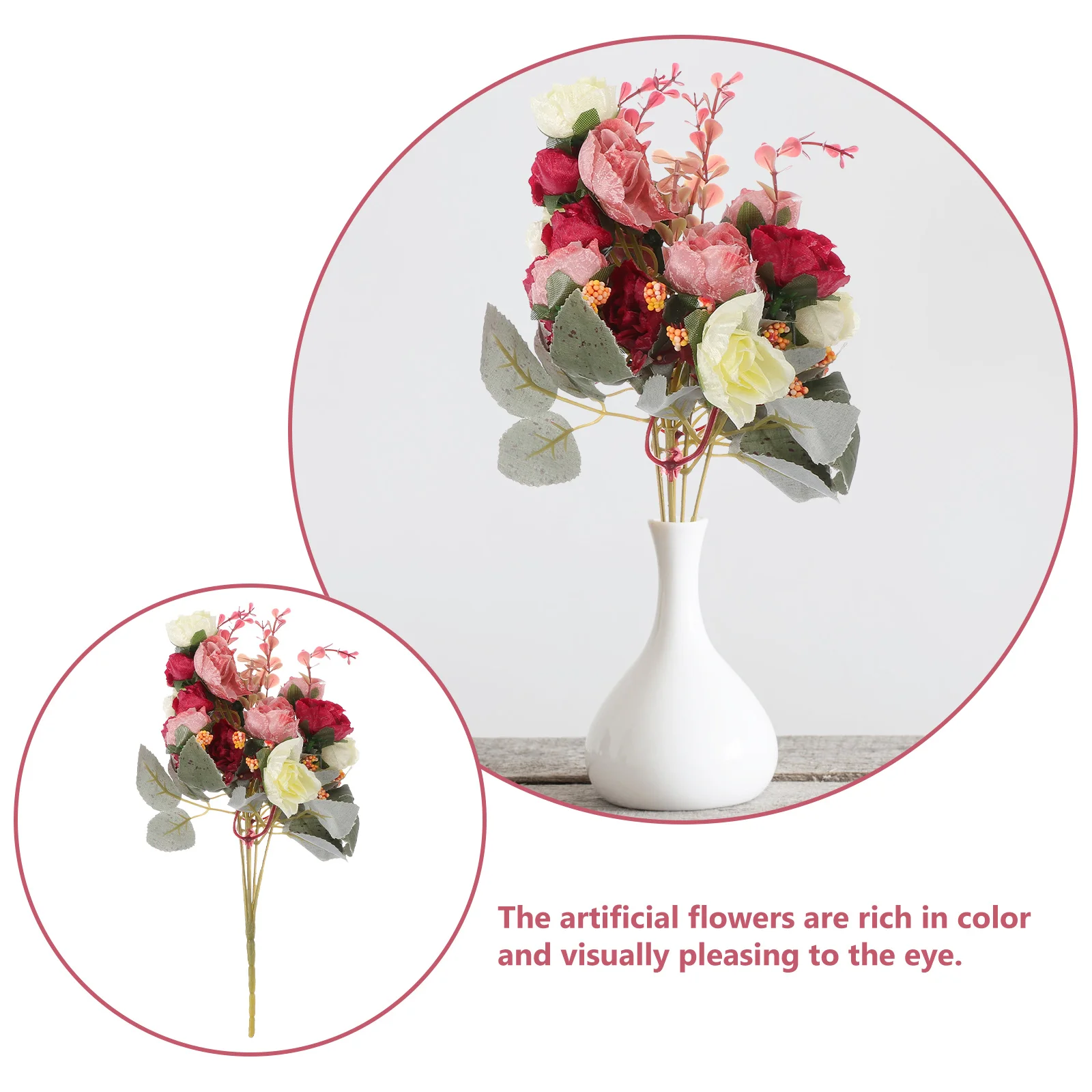 

2Pcs Artificial Rose Bouquet Silk Cloth Fake Flower Wedding DIY Home Decor Photography Prop Fake Flower Simulated Rose Decor