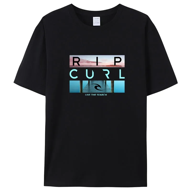 Selling Rip Live the Search Beauty Curl Logo Men's T-Shirt Summer Amazing Quality 100% Cotton White Top Tees Male New T-Shirt