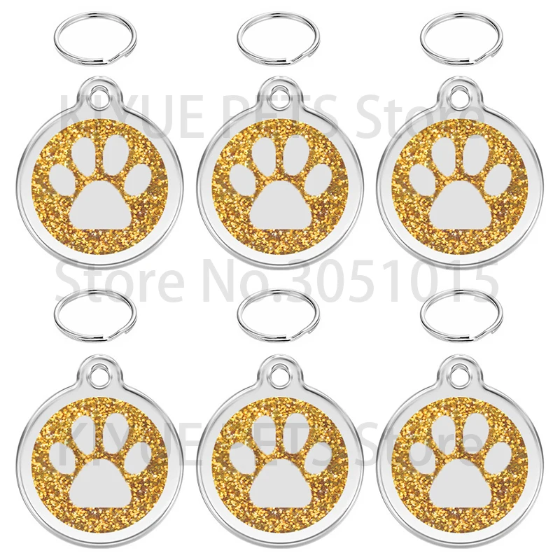 Wholesale 20Pcs Dog ID Tag Paw Tags Custom Personalized Cat Collar Pendant Engraved Pet Necklace Chain Charm Blank Tag For Name