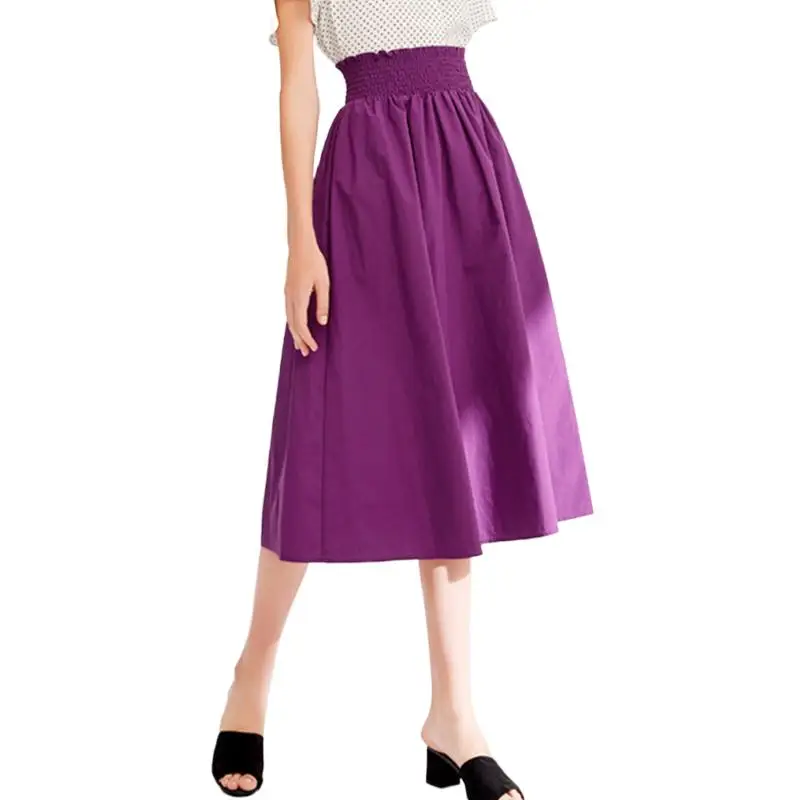

2025 Hot plus size Autunm maxi long skirts,candy color cotton linen Spring party skirts blue black purple red