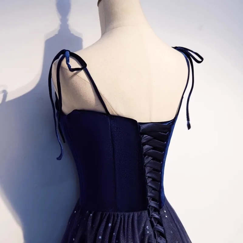 Damen-Abendkleid mit Spaghettiträgern, Farbverlauf Sternenhimmel, modisch, für Bankette, neu, für Gesangsaufführungen und Kunstprüfungen