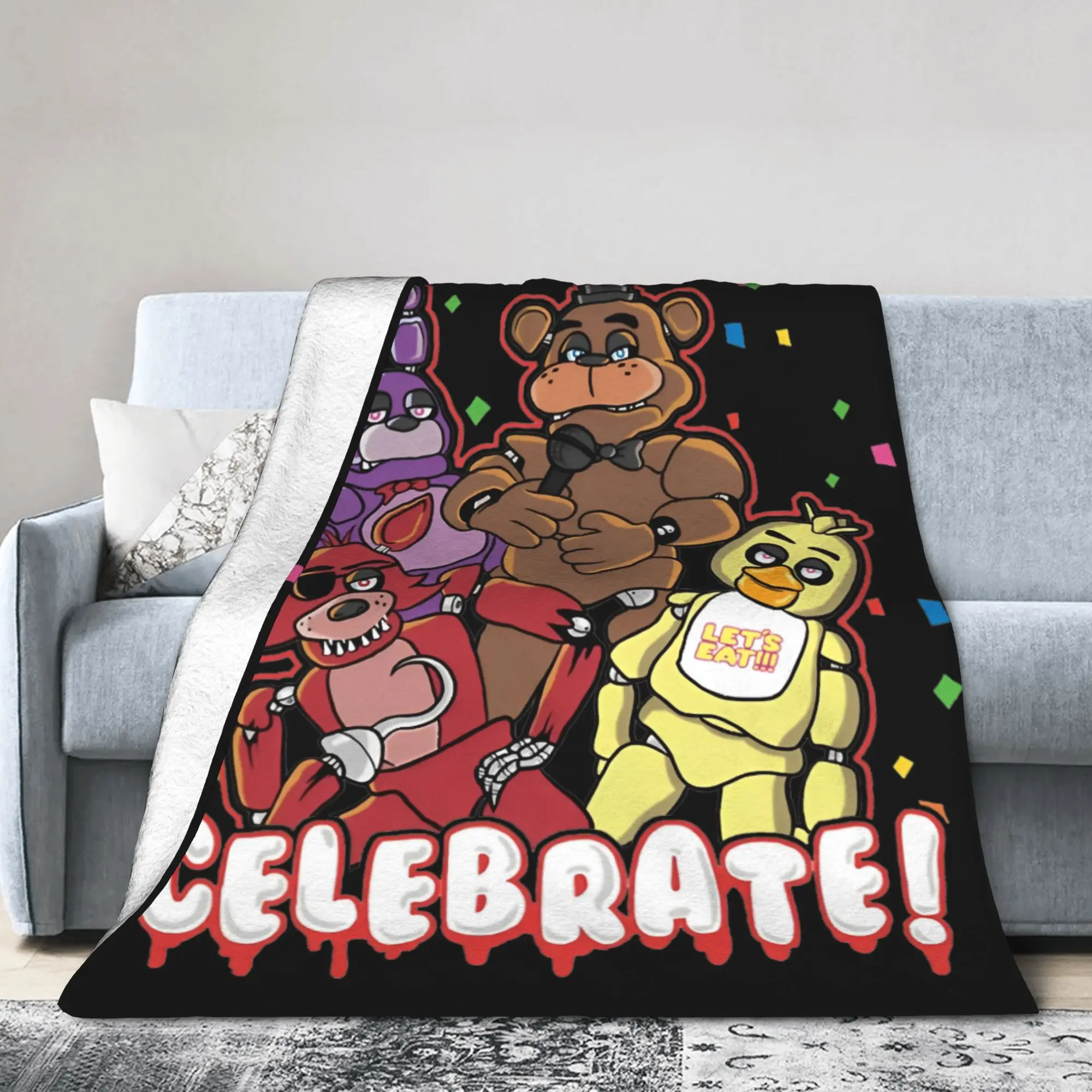Five Nights Horror Game Blankets Flannel All Season  Multi-function Super Warm Throw Blanket for Bedding Office Rug Piece