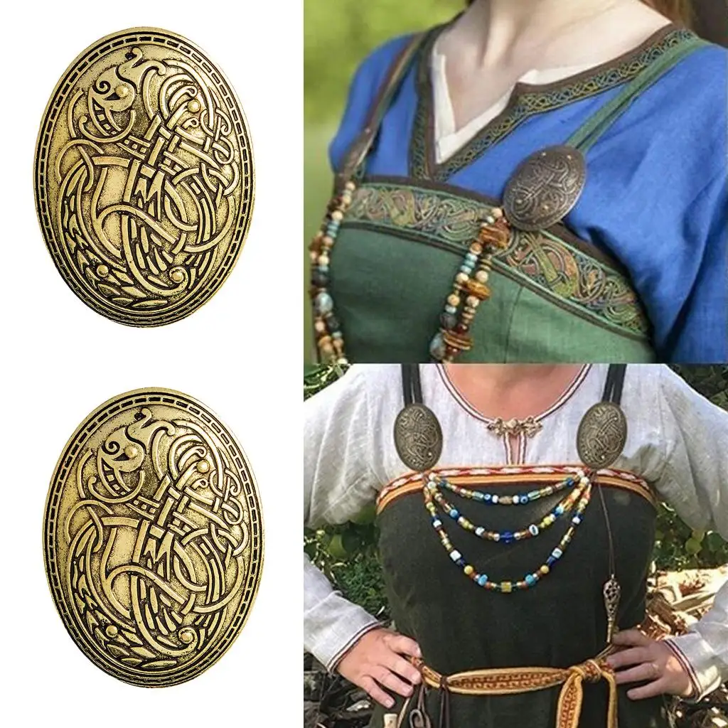 2x Wikinger-Brosche, Kleidungsverschlüsse, Umhang, Schal, Schal, Retro nordischer Broschen-Abzeichen-Schmuck