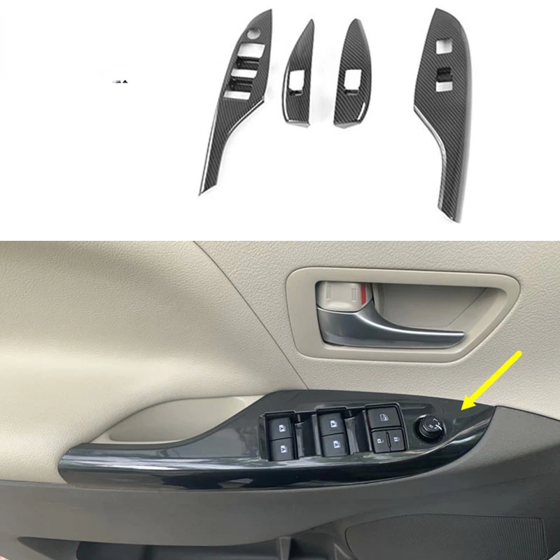 Fit For Toyota Sienna 2015 2016 2017 2018 2019 2020 Accessories  Carbon fiber color Door Handle Bowl Frame Decorator Cover