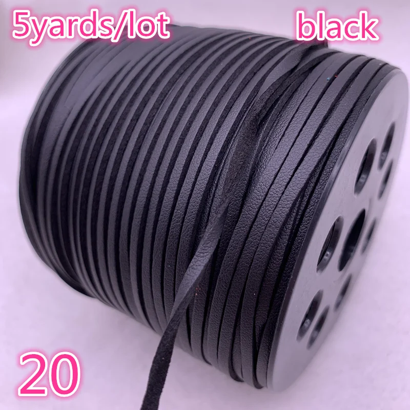 New 5yards/lot 3mm Flat Faux Suede Braided Cord Korean Velvet Leather Handmade Beading Bracelet Jewelry Making String Rope #20