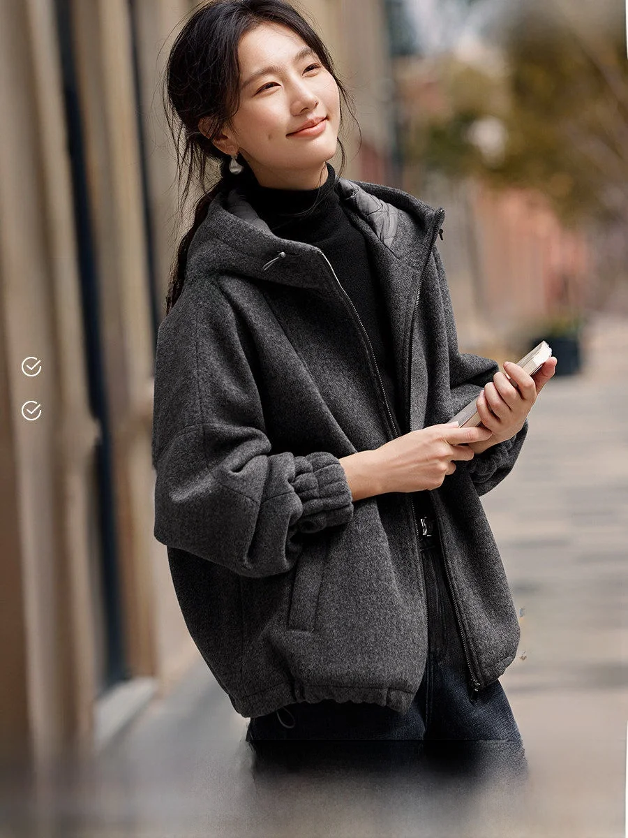 

Женская повседневная куртка с капюшоном XWI, новая зимняя модель, стройнящая, омолаживающая, из смесового полиэстера и вискозы, теплая, с длинными рукавами, на молнии