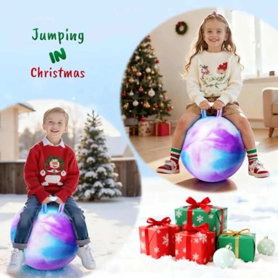 Hopper Ball 2-pack 18 inch opblaasbare stuiterbal met handvat voor wolken Kleur Binnen Buiten Actief speelspeelgoed Beste Kerstmis