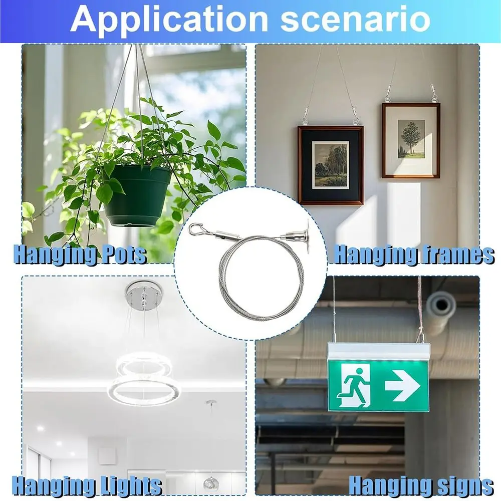 حبل سلكي من الفولاذ المقاوم للصدأ عالي الجودة قابل للتعديل مع قفل تعليق الحبل القابل للسحب