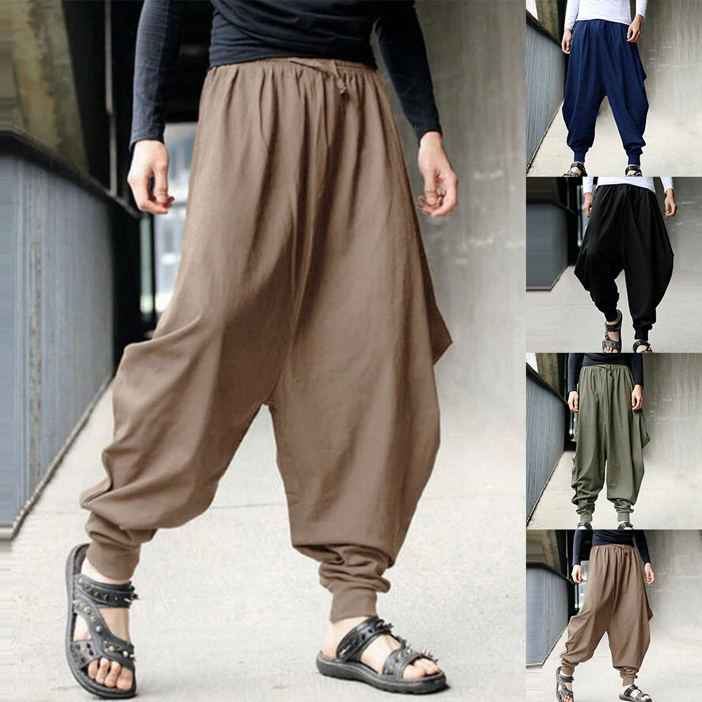 Male Pants Hot Sale Japanese Loose High Quality Pants Personalized Smooth Streets Trousers Hakama Pants