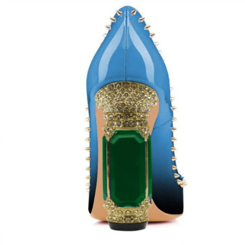 

SHOFOO модные женские туфли на высоком каблуке с острым носком на кристаллическом каблуке, высота 10,5 см, четырехсезонная одежда, размер 34-45