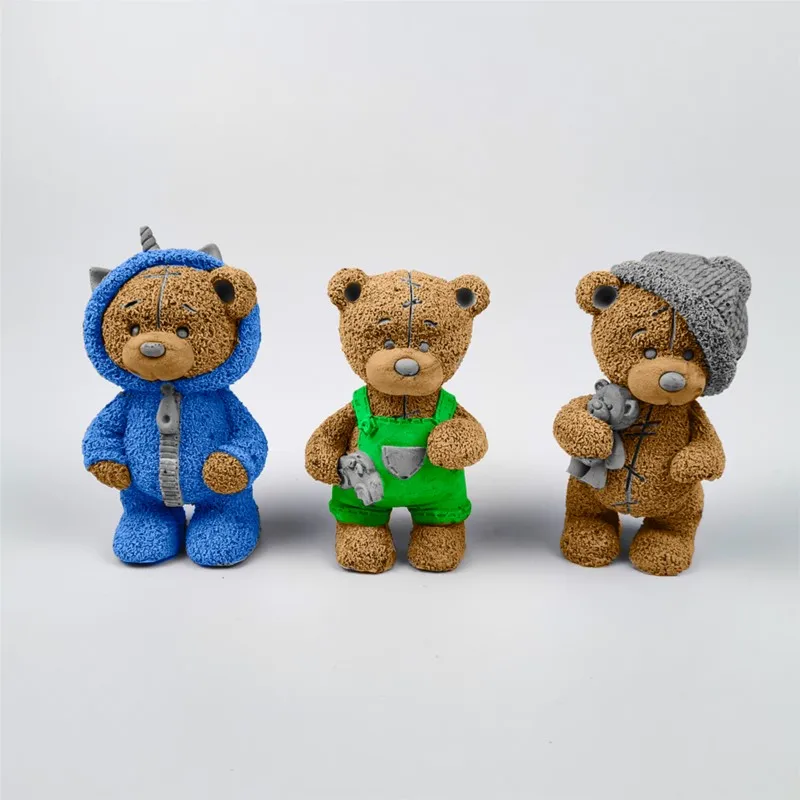 PRZY Bear With Love Candle Mold Silicone 3d Teddy Bear With Hat Mold Silicone Fondant Mould Chocolate Mousse Cake Molds Resin