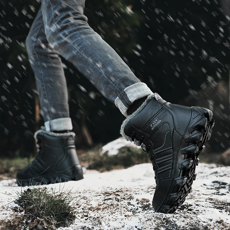 Men Outdoor Boots Winter Ankle Boots Warm Popular Footwear Male Casual Snow Shoes Leather Walking Shoes Hunting Boots men